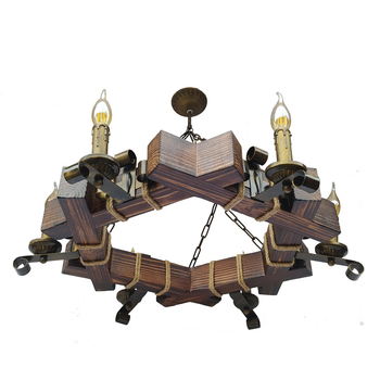 Люстра подвесная деревянная свечи Light House LPR-20102/6 цвет коричневый