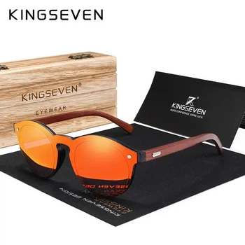 Поляризационные солнцезащитные очки для мужчин и женщин KINGSEVEN R5790 Red Wooden