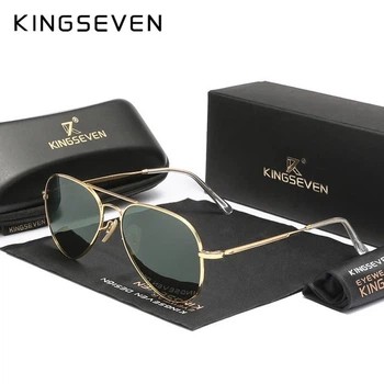 Мужские поляризационные солнцезащитные очки KINGSEVEN 7117 Gold Green
