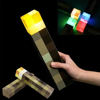 Факел нічник-світильник лампа Minecraft Майнкрафт LED світлодіодна 4 кольори світіння
