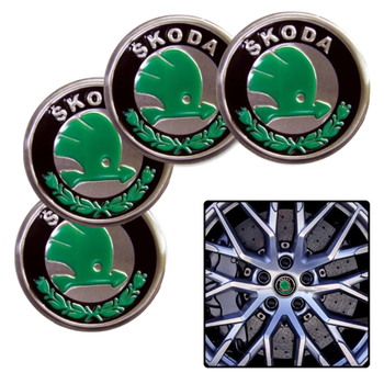 Наклейка на ковпаки SKODA (60мм) Зелена (4шт) Клейкі