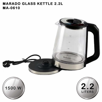 Електрочайник Marado MA-0610 скляний 2.2л 1500W