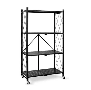 Етажерка Stenson "Loft" на колесах 4 яруси 72*34*120 см, чорна