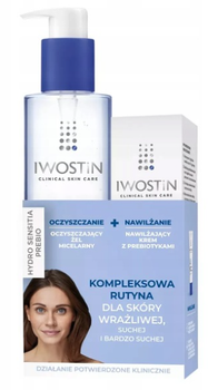 Zestaw do pielęgnacji twarzy Iwostin Hydro Prebio Żel micelarny 200 ml + Krem nawilżający 50 ml (5907734714515)
