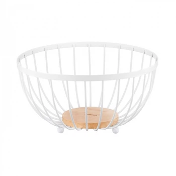 Корзина фруктовница Ardesto Midori 25х25х13см металл дерево белый (AR0904W)