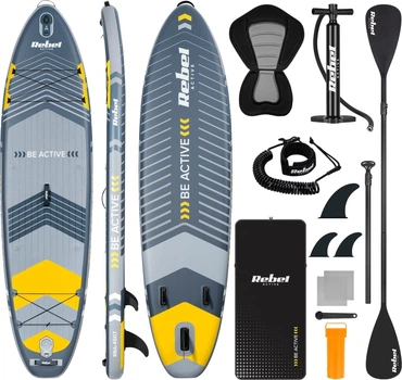 Надувна SUP дошка (Сапборд) REBEL ACTIVE RBA-4507 335 сіро-жовта