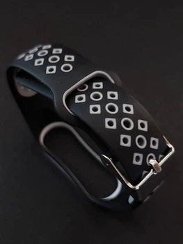 Ремінець Nike style з металевою застібкою для фітнес-браслету Xiaomi Mi Band 4 та 3 Чорний з сірим (mrk3207)