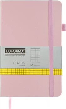 Блокнот Buromax Etalon 125x195 мм 96 листов в клеточку обложка из искусственной кожи Розовая