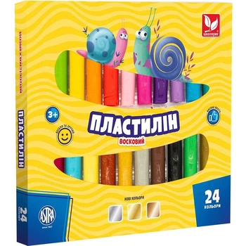 Пластилин восковой Школярик круглый 360 г, 24 цвета, 303110001-UA