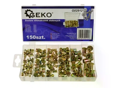 Набор резьбовых заклёпок Geko СРG02912, 150 штук, М3–М10, сталь, Польша