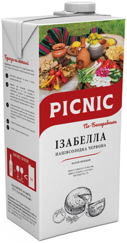 Винний напій Picnic Ізабела Пікнік-по Бесарабськи червоне напівсолодке 1 л ( 4820275981554)