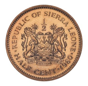 Монета Сьерра-Леоне 1/2 цента 1980 UNC