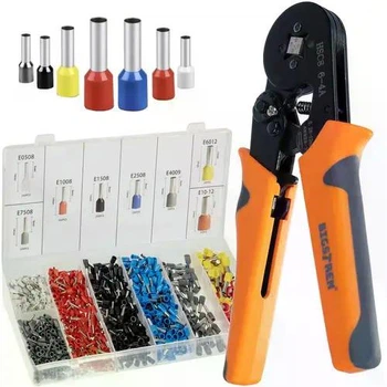 Клещи для обжима наконечников Bigstren СР22717, 0,25–10 мм², набор 1200 гильз, с органайзером