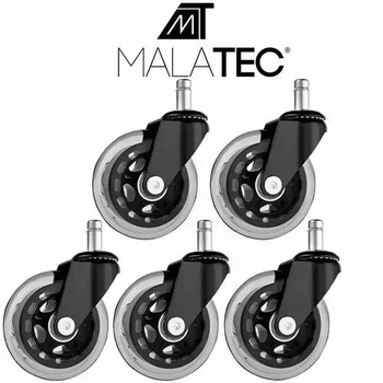 Комплект колес Malatec для офисного или игрового стула, бесшумные, резиновые, на подшипниках, 5 шт, СР22077