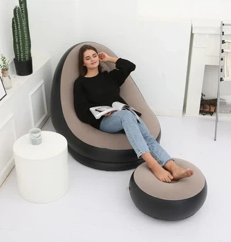 Надувное кресло с пуфиком Air Sofa Comfort zd-33223, велюр, 76*130 см