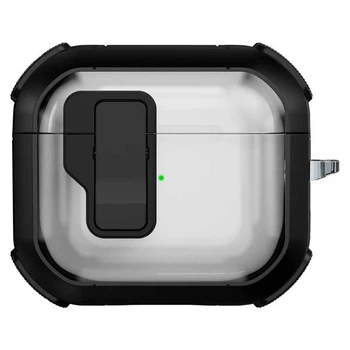 Протиударний захисний чохол Locking Button кейс для навушників Airpods 4 Black