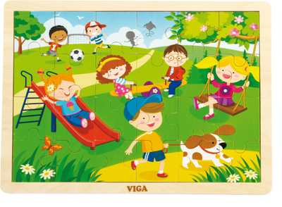 Zestaw drewnianych puzzli Viga na podkładce Cztery pory roku - Wiosna 51269 (6934510512699)