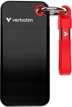 Dysk SSD Verbatim Pocket SSD 2TB USB 3.2 Gen Type-C Czarny-Czerwony (0023942321965) External