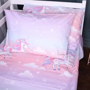Простирадло MirSon Бязь Kids Time 17-0790 Єдиноріг на веселці Полуторний 150х220 см (2200011396255)