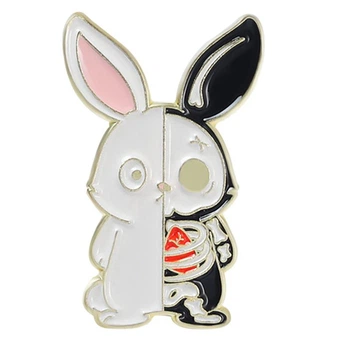 Значок, пін на одяг, рюкзак серія «Кролик, зайчик, скелет» PIN-0297