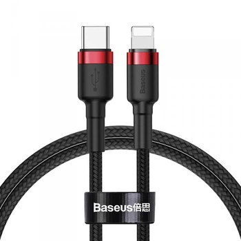 Кабель Baseus Cafule Type-C to Lightning PD 18W 1M Чорний/Червоний (CATLKLF-91) (253300)