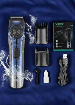Тример для бороди та вусів VGR V, професійний з LED-дисплеєм, акумуляторний (O8O)