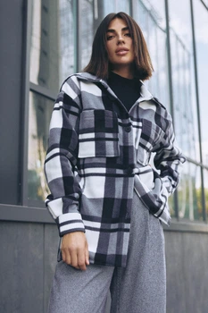 Тепла картата сорочка з турецького флісу сірий XXL-3XL