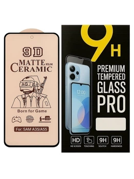 Протиударна захисна плівка Ceramics 9D для Samsung Galaxy A35 5G / A55 5G / M35 5G з чорною рамкою, матова