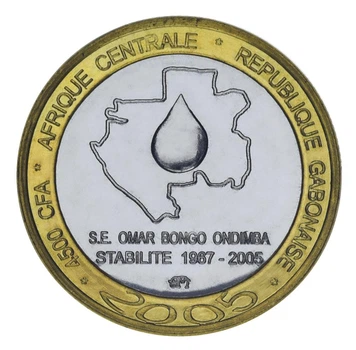 Монета Габон 4500 франков 2005 Биметалл AU-UNC