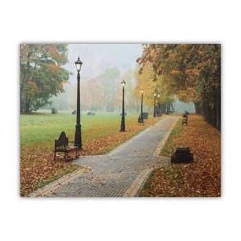 Светящаяся картина - осенний парк с фонарями, 5 LЕD ламп, 30*40 см (940058)