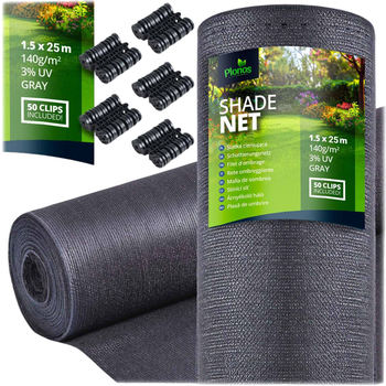 Siatka cieniująca Plonos 1.5x25m 140g/m2 Szara (454210)