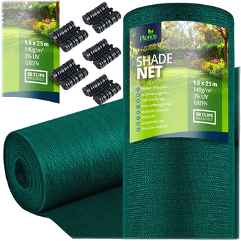 Siatka cieniująca Plonos 1.5x25m 140g/m2 Zielona (454211)