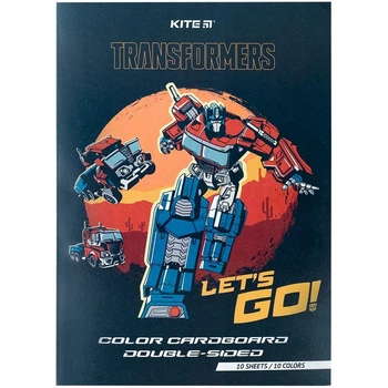 Картон кольоровий двосторонній Kite Transformers А4 (10арк/10кол) (TF24-255)