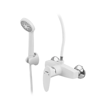 Смеситель для душевой кабины Plamix Cezar-003 SET White (с шлангом, лейкой и кронштейном) (PM0665)