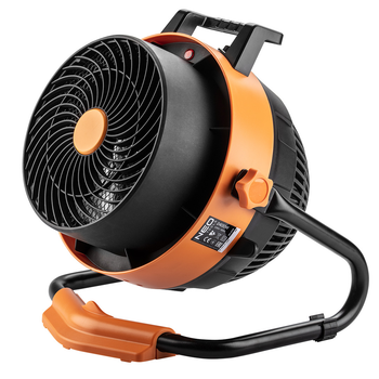 Теплова гармата електрична Neo Tools, 2в1, 2.4кВт, 35-50м кв, 460м куб/год, ручне регулювання, чорно-помаранчевий