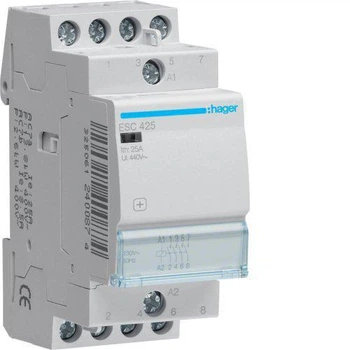 Модульный контактор 230V Hager ESC425 25A 4NO(НО) 4 нормально разомкнутых контакта