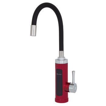 Проточный водонагреватель WEZER SDR-G16T-Red для кухни, гибкий излив, датчик темп., 3,3 кВт, красный