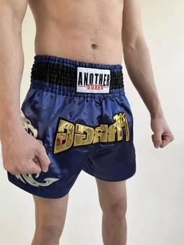Тренувальні MMA шорти для тайського боксу, єдиноборств Sanda, UFC для спорту another boxer синій/золотий, р. S (8-12 років))