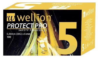 Безопасные иглы для инсулиновых шприц-ручек Wellion PROTECT PRO 5mm №100