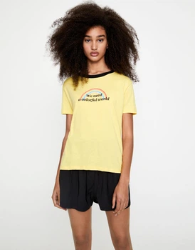 Футболка Pull & Bear жовтий з принтом NSQYT948 M