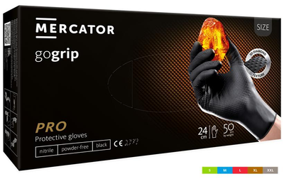 Рукавиці міцні нітрилові MERCATOR GOGRIP BLACK чорні 25 пар М