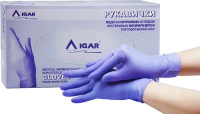 Перчатки медицинские нитриловые нестерильные неприпудренные синие Igar размер S 100 шт (4820017605090)