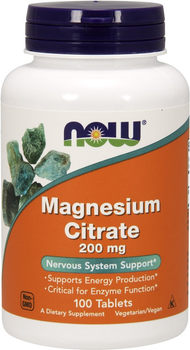 Minerały Now Foods Cytrynian magnezu 200 mg 100 tabletek (733739012906)