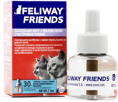 Wkład wymienny Preparat uspokajający Ceva Feliway Friends dla kotów w stresujących chwilach gdy w domu przebywa wiele kotów 48 ml (3411112288533) 