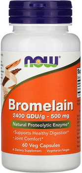 Bromelaina Now Foods 500 mg 60 kapsułek (733739029430)