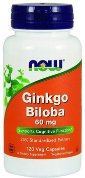 Naturalny suplement Now Foods Ginkgo Biloba 60 mg 120 wegańskich kapsułek (733739046871)