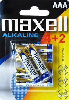 Bateria alkaliczna Maxell Alkaline AAA (LR03) blister 4 + 2 szt (MXBLR036)