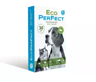 Противопаразитарные фито-капли Eco PerFect от блох, клещей и комаров для кошек и собак на вес 3-10кг (4 шт)