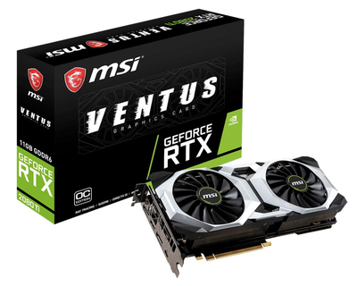 Відеокарта MSI PCI-Ex GeForce RTX 2080 Ti Ventus OC 11GB GDDR6 352bit (USB Type-C, HDMI, 3 x DisplayPort) Б\В