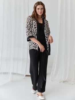 Піжама (накидка + штани) жіноча з віскози BARWA garments 0345/344 XL Чорна (2113453444128)